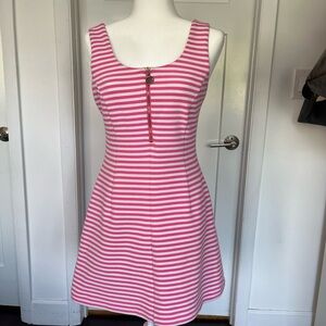 Lilly Pulitzer Pink and White Striped Sleeveless Mini Dress with Front Zip